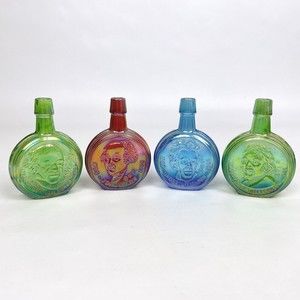 VTG Set of 4 Wheaton Glass Presidential Commemorative Carnival Glass Bottles